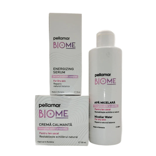 Pachet COMPLET BIOME TEN USCAT (Cremă calmantă + Serum energizant + Apă micelară)