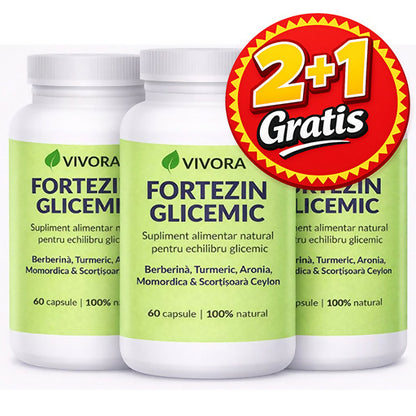 Pachet 2+1 Gratis Fortezin Glicemic, 180 capsule