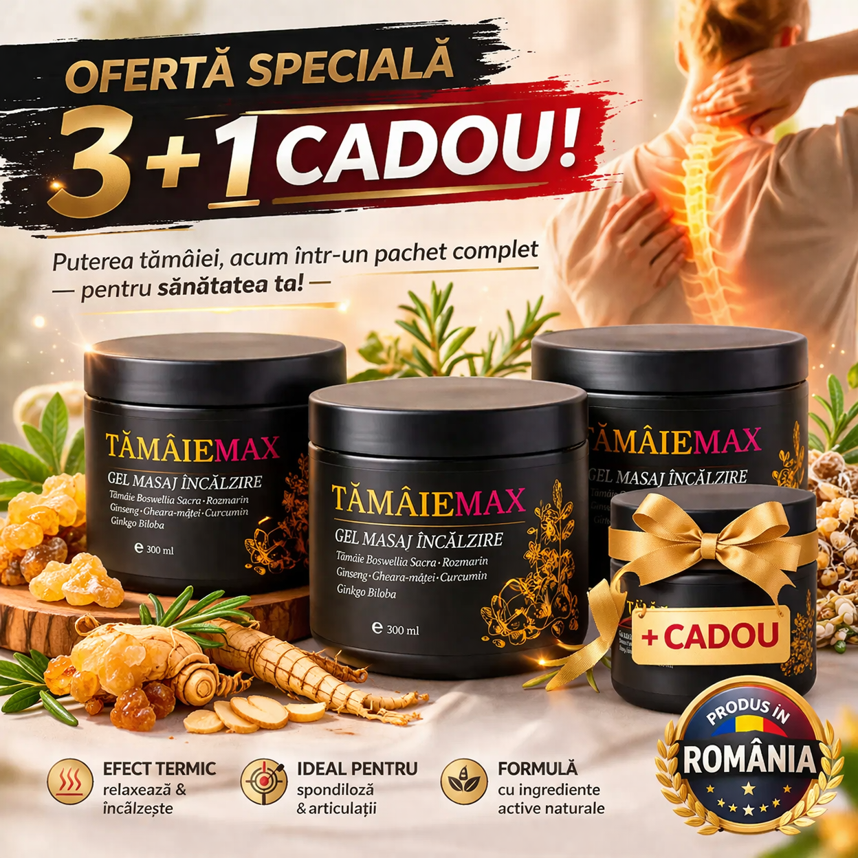 Pachet Promo: 3x Gel Tămâie Max + 1 CADOU(Gel spondiloză)