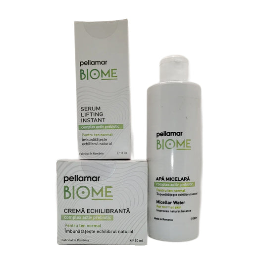 Pachet COMPLET BIOME TEN NORMAL (Cremă echilibrantă + Serum lifting + Apă micelară)